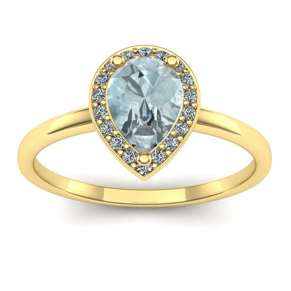 Inel logodna cu aquamarin lacrima