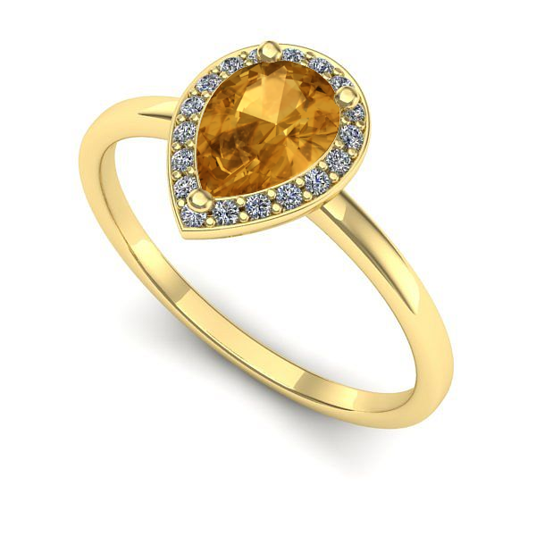 Inel din aur galben cu citrin