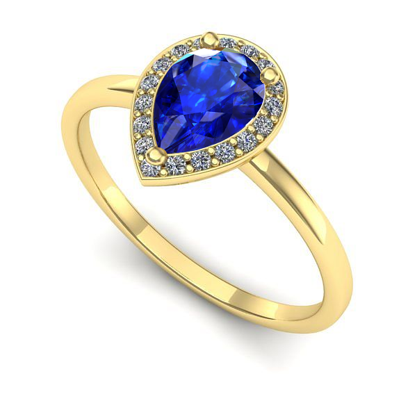 Inel logodna din aur galben cu safir