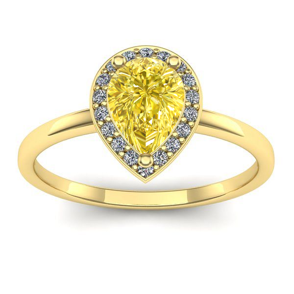 Inel logodna cu safir galben lacrima