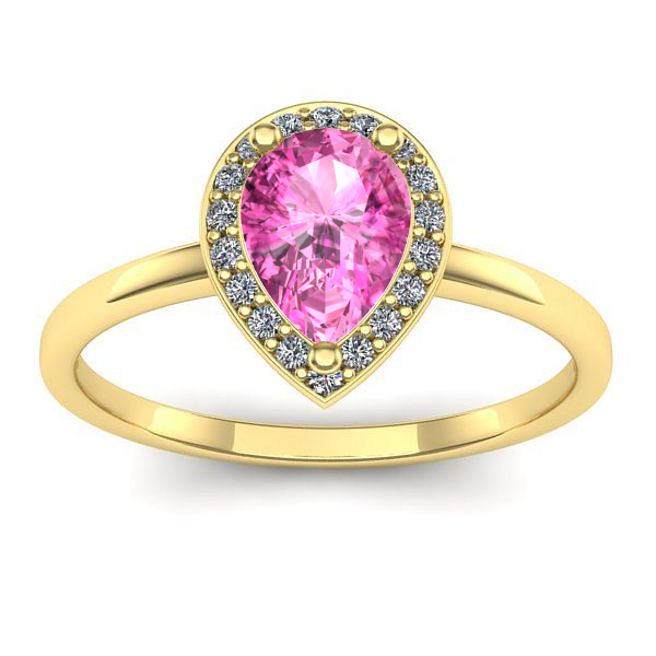 Inel cu safir roz lacrima