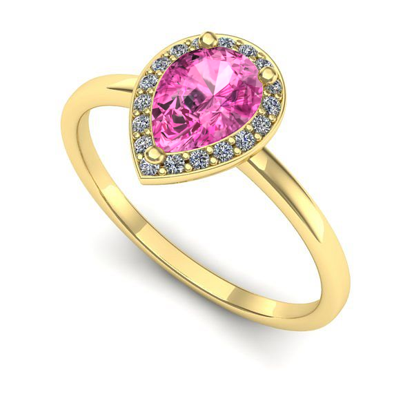 Inel de logodna din aur galben cu safir roz