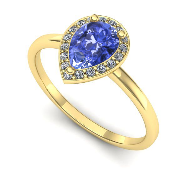 Inel logodna din aur galben cu tanzanit