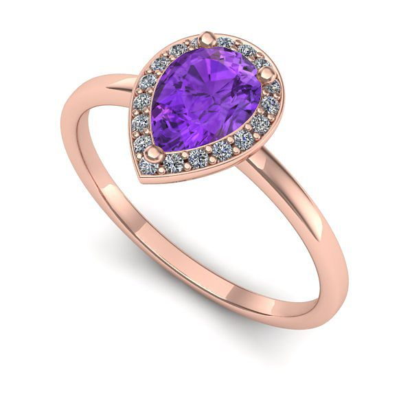 Inel din aur roz cu ametist