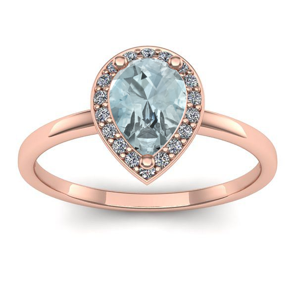 Inel de logodna cu aquamarin lacrima