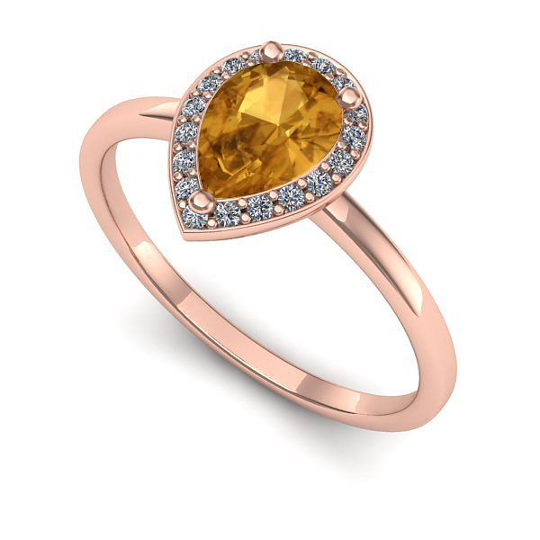 Inel logodna din aur roz cu citrin