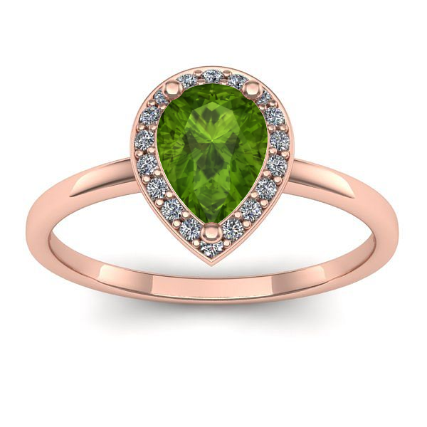 Inel de logodna cu peridot lacrima