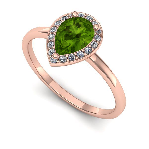 Inel logodna din aur roz cu peridot