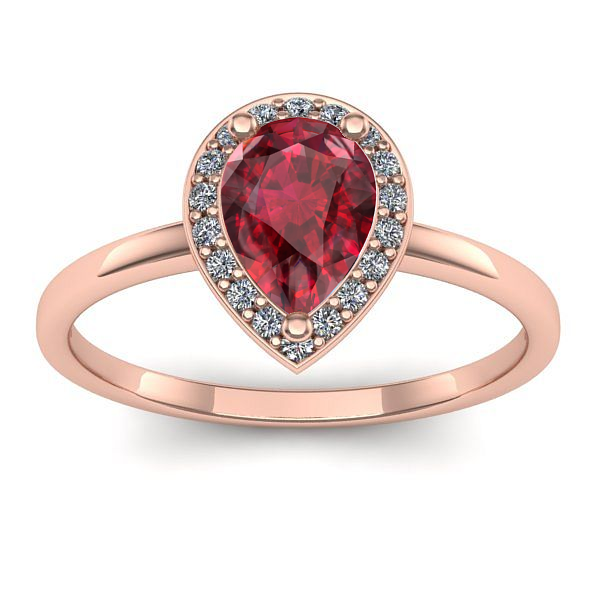 Inel logodna cu rubin lacrima