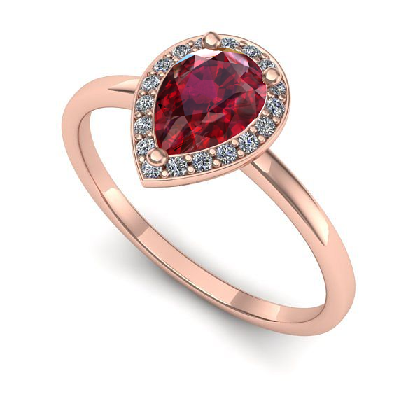 Inel din aur roz cu rubin