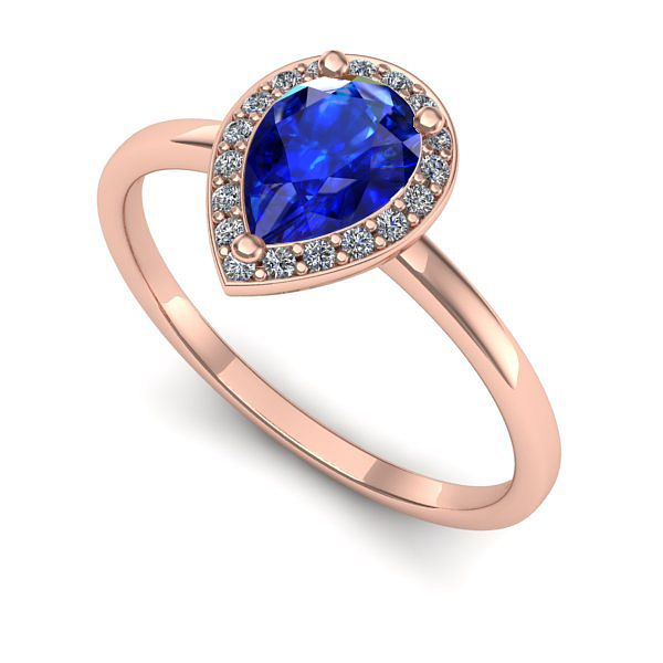 Inel logodna din aur roz cu safir