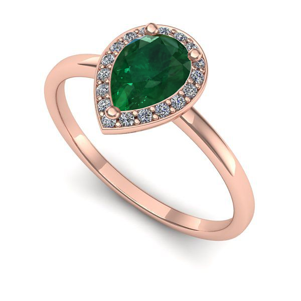 Inel din aur roz cu smarald