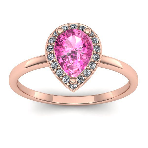 Inel cu safir roz lacrima