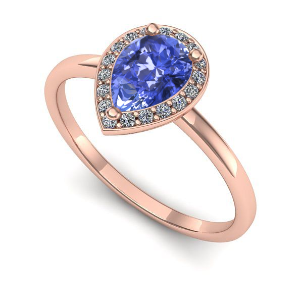 Inel de logodna din aur roz cu tanzanit