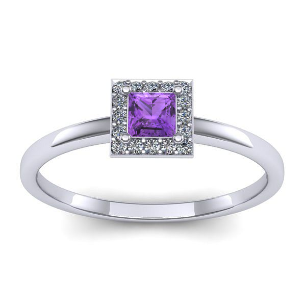 Inel logodna cu ametist patrat