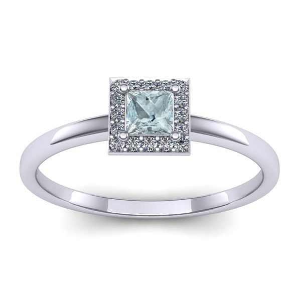 Inel de logodna cu aquamarin patrat