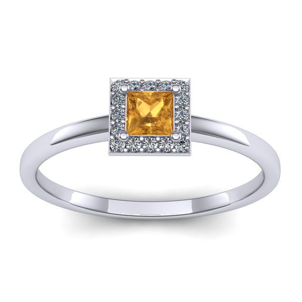 Inel logodna cu citrin patrat