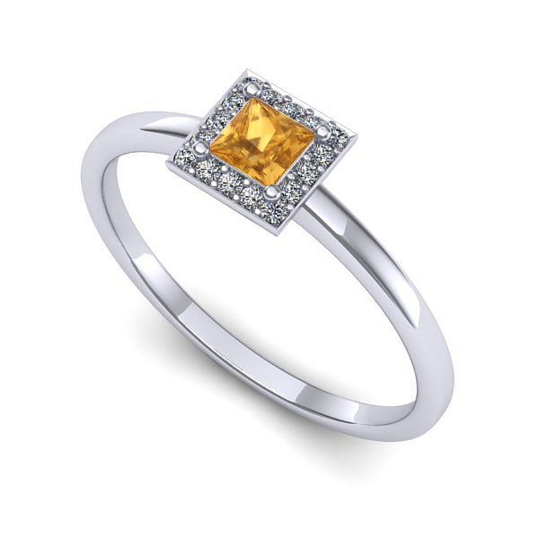 Inel de logodna din aur alb cu citrin