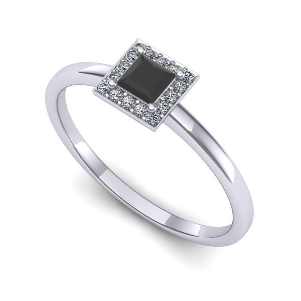 Inel de logodna din aur alb cu diamant negru