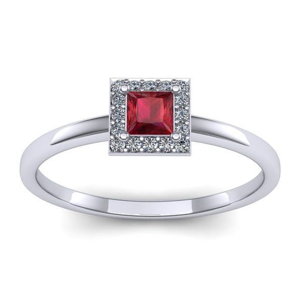 Inel logodna cu rubin patrat