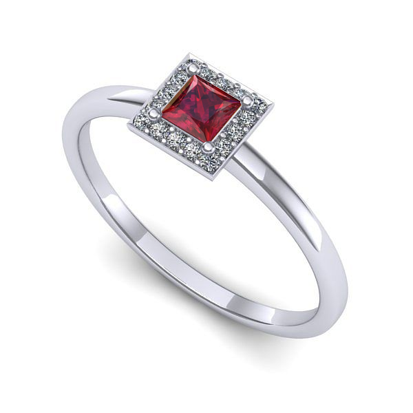 Inel de logodna din aur alb cu rubin