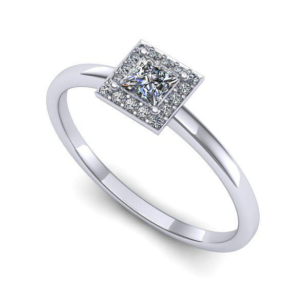 Inel din aur alb cu safir alb