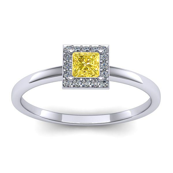 Inel logodna cu safir galben patrat