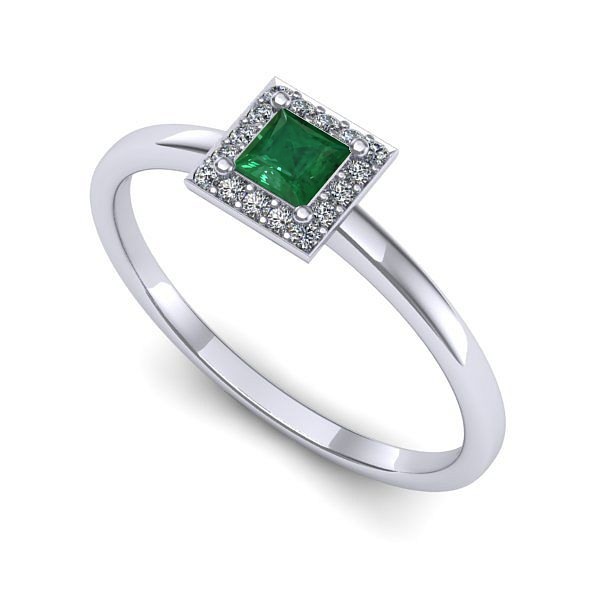 Inel din aur alb cu smarald