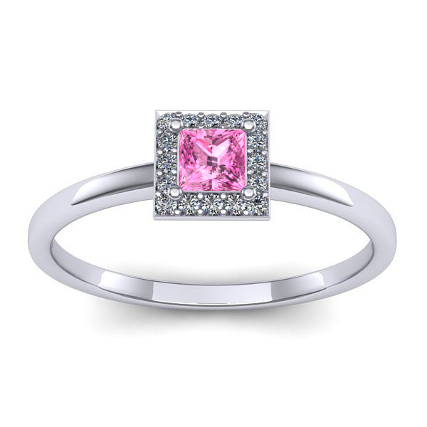 Inel de logodna cu safir roz patrat