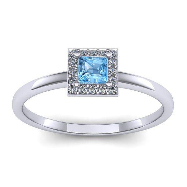 Inel logodna cu topaz blue patrat