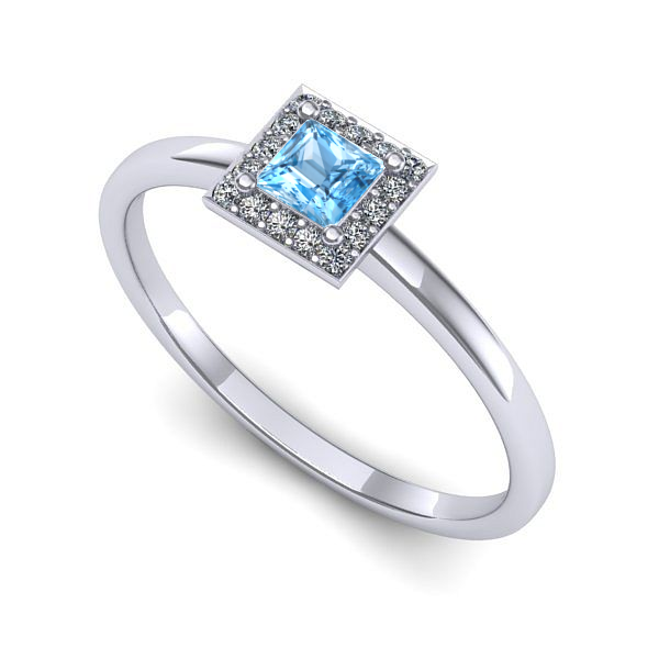 Inel logodna din aur alb cu topaz blue