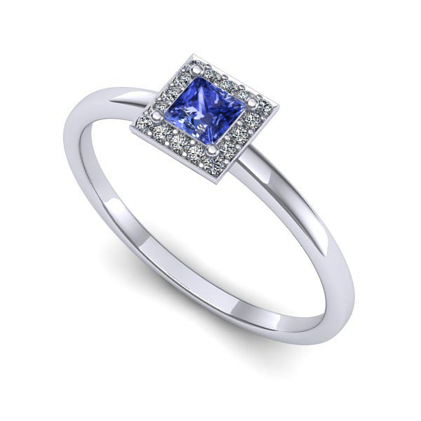 Inel de logodna din aur alb cu tanzanit