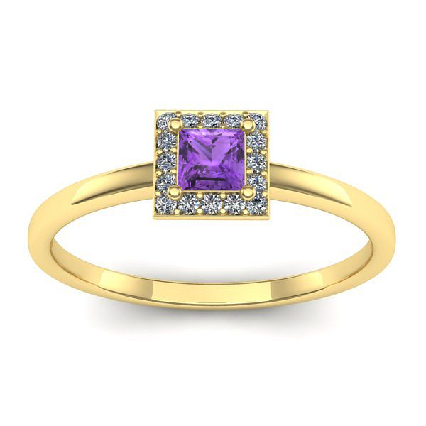 Inel de logodna cu ametist patrat