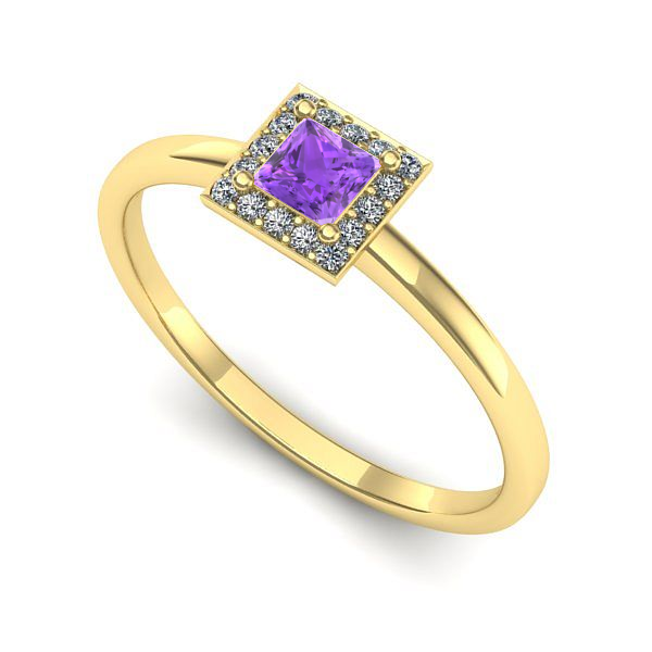 Inel de logodna din aur galben cu ametist