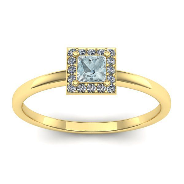 Inel cu aquamarin patrat