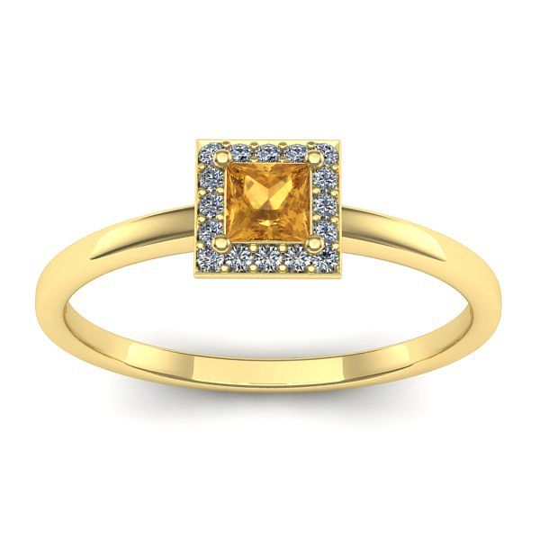 Inel de logodna cu citrin patrat