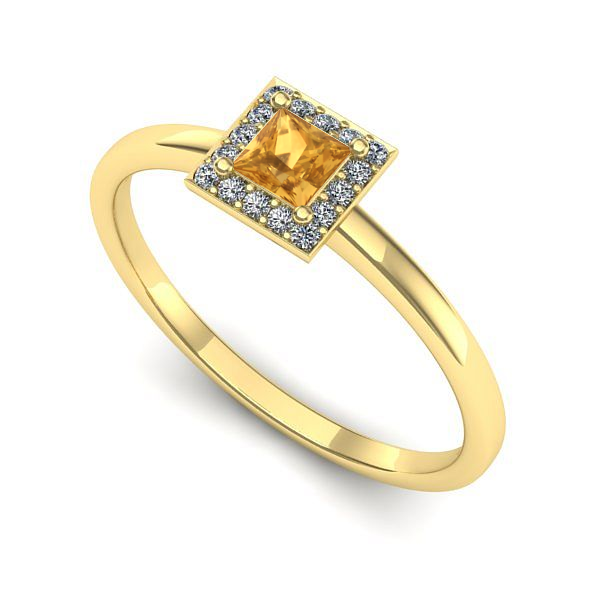 Inel logodna din aur galben cu citrin