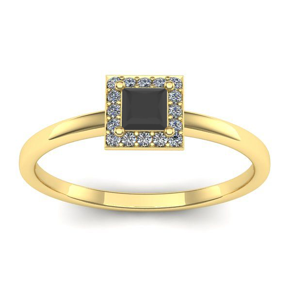 Inel logodna cu diamant negru patrat