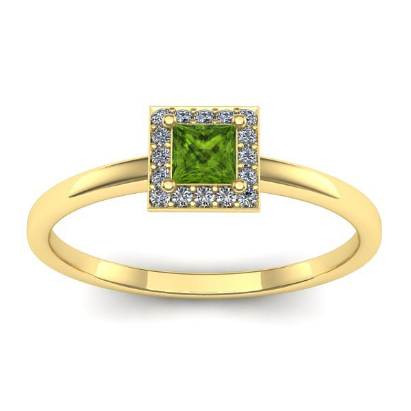 Inel logodna cu peridot patrat