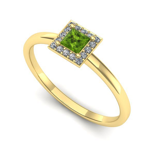 Inel logodna din aur galben cu peridot