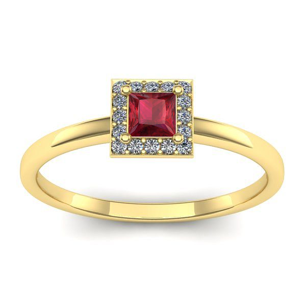 Inel logodna cu rubin patrat