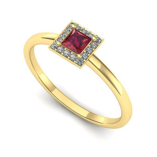 Inel de logodna din aur galben cu rubin