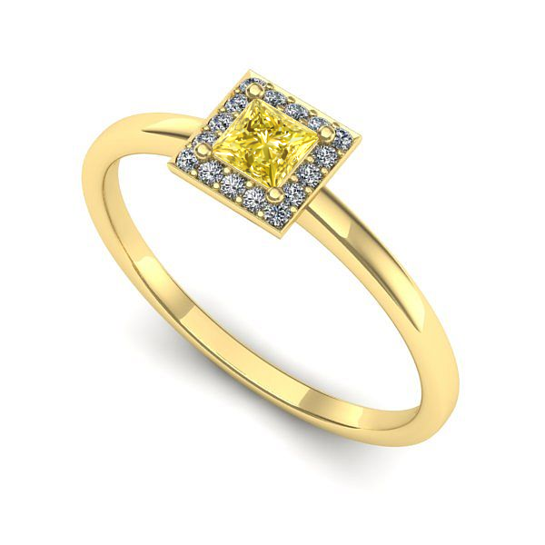 Inel logodna din aur galben cu safir galben