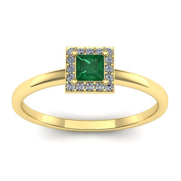 Inel logodna cu smarald patrat