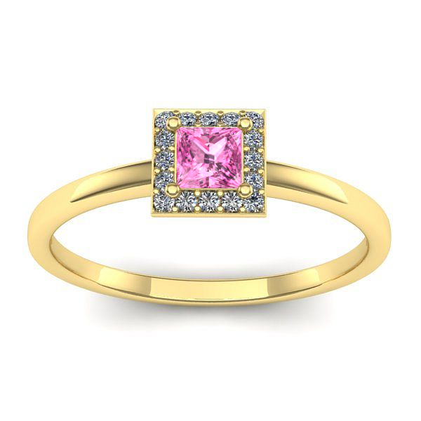 Inel de logodna cu safir roz patrat
