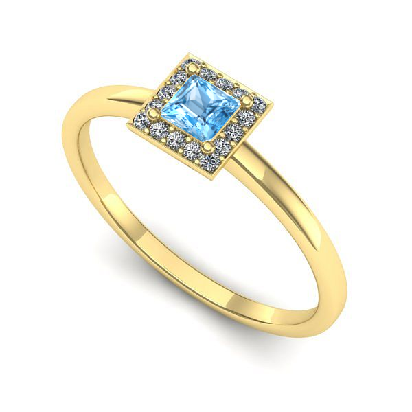 Inel de logodna din aur galben cu topaz blue