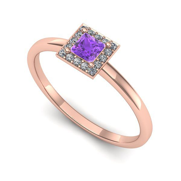 Inel din aur roz cu ametist