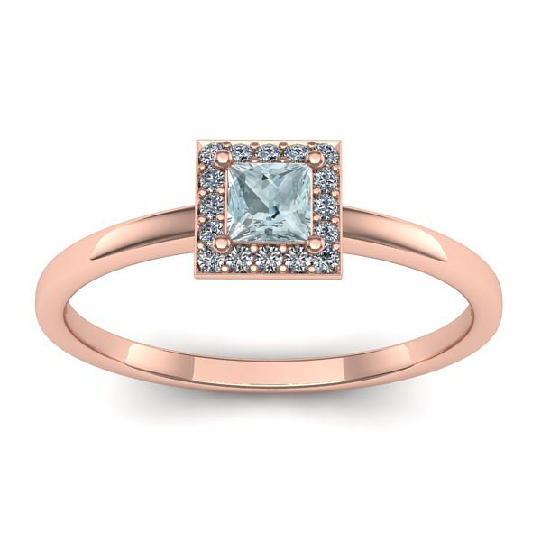 Inel logodna cu aquamarin patrat
