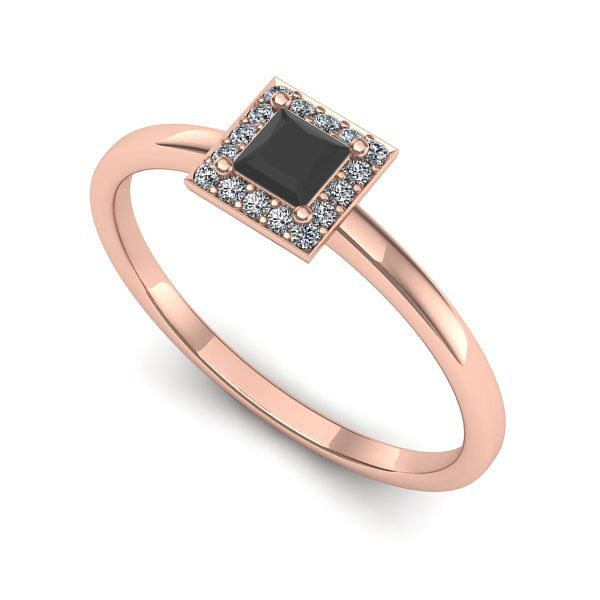 Inel logodna din aur roz cu diamant negru