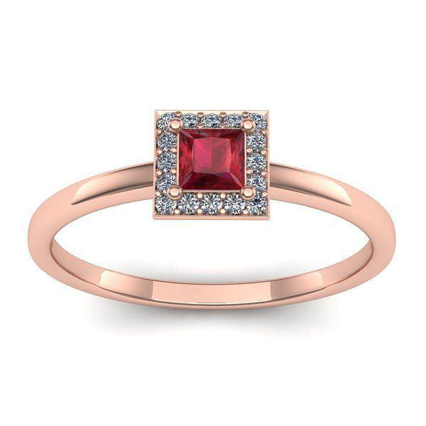 Inel cu rubin patrat